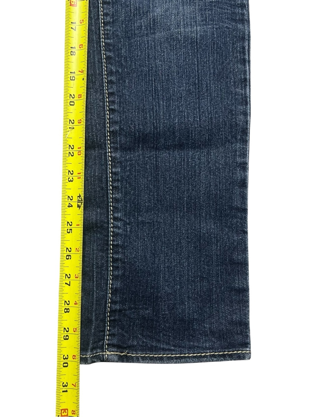Y2K Apple Bottoms Low Rise Studded Dark Indigo Jeans Red Brand Label Size 7/8 M - Picture 8 of 8